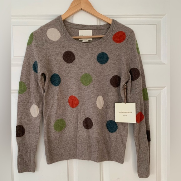 NWT Cynthia Rowley polka dot cashmere sweater, size small - Picture 1 of 5